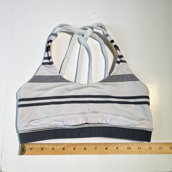 Lululemon Energy Sports Bra Low Impact White & Grey Stripes - Picture 5 of 8